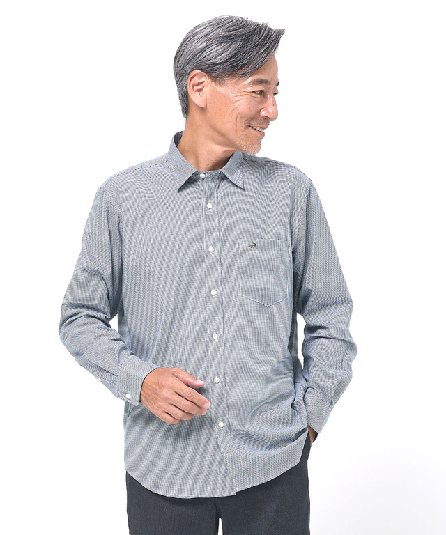 ノンアイロン 千鳥柄 シャツ【シワになりにくい】