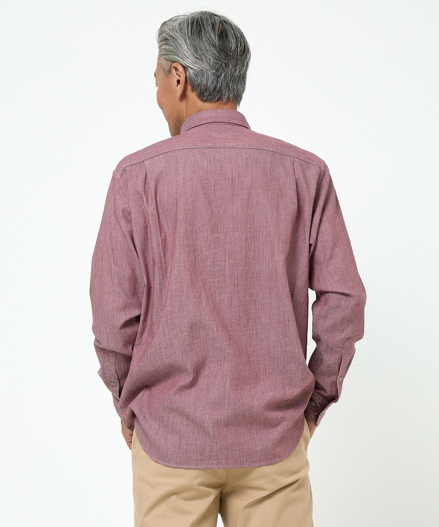 デニム調 ボタンダウン シャツ