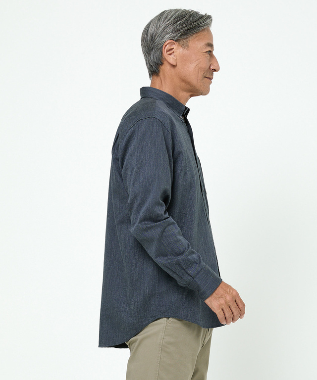 デニム調 ボタンダウン シャツ