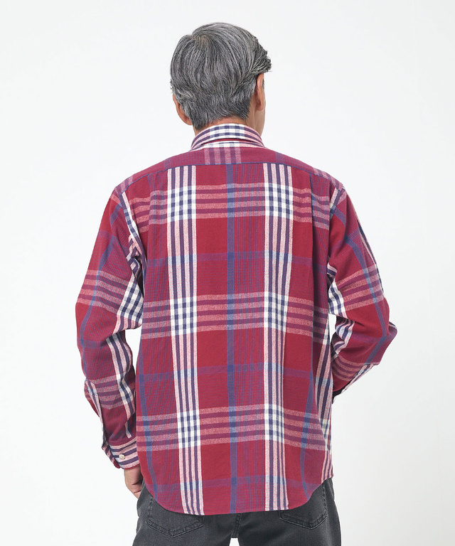 シャギー加工 タータン柄 シャツ