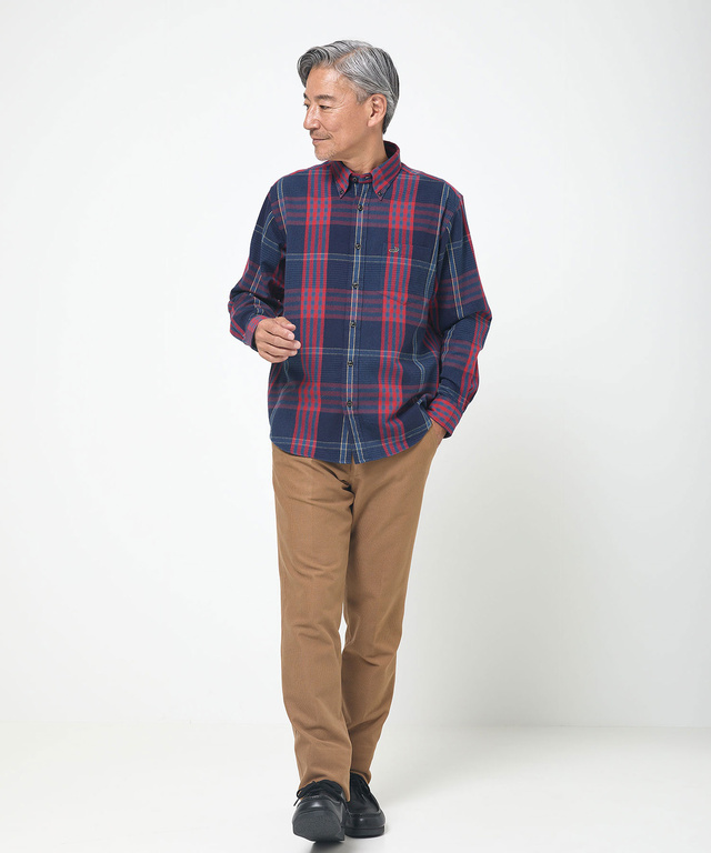 シャギー加工 タータン柄 シャツ
