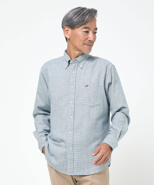 シルクブレンド ラインデザイン シャツ