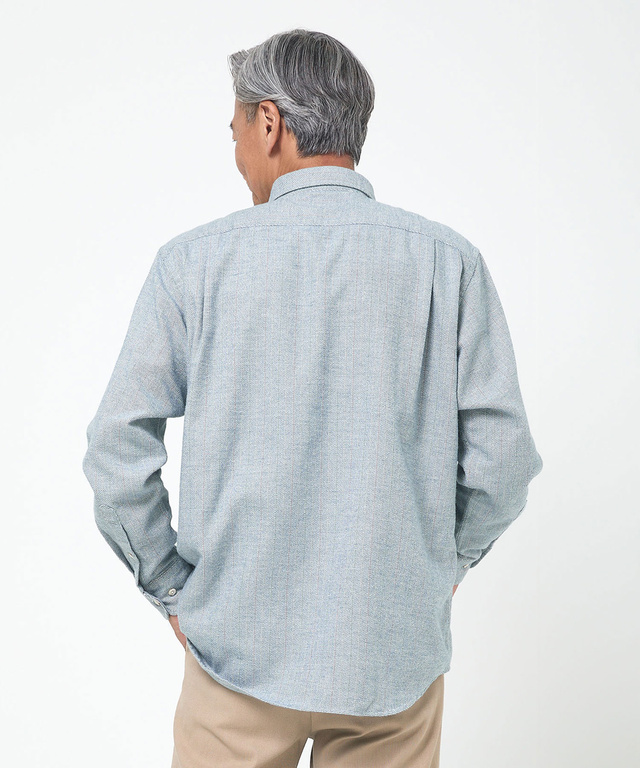 シルクブレンド ラインデザイン シャツ