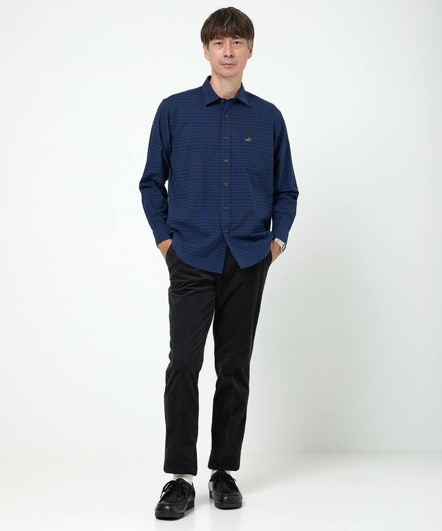 ギンガムチェック柄 レギュラーカラー シャツ