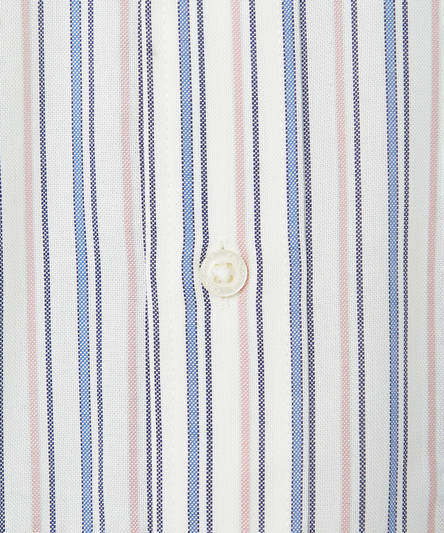 ノンアイロン バスケット織り ストライプ シャツ【シワになりにくい】