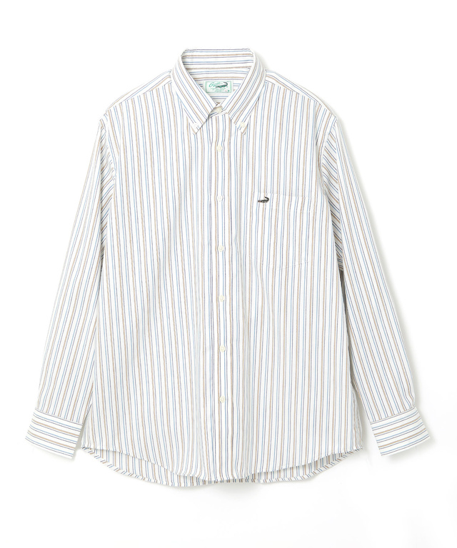 ノンアイロン バスケット織り ストライプ シャツ【シワになりにくい】