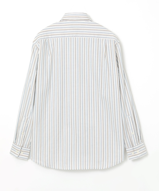 ノンアイロン バスケット織り ストライプ シャツ【シワになりにくい】