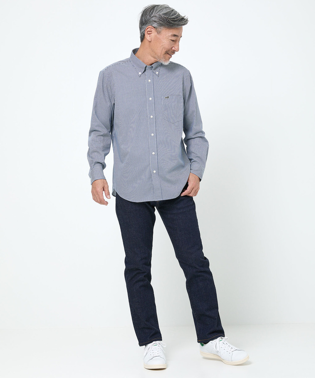 ノンアイロン ギンガムチェック ボタンダウンシャツ【シワになりにくい】