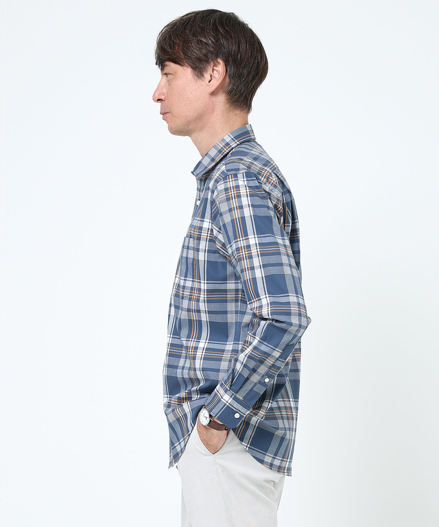 ノンアイロン マドラスチェック シャツ 【シワになりにくい】