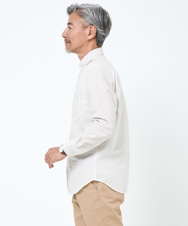 サッカー織り クレイジーパターン ボタンダウンシャツ【吸汗速乾】