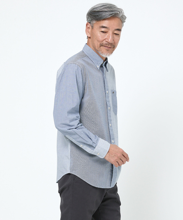 サッカー織り クレイジーパターン ボタンダウンシャツ【吸汗速乾】