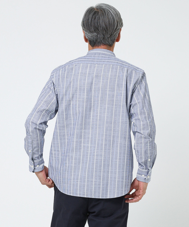 バンドカラー ストライプ シャツ