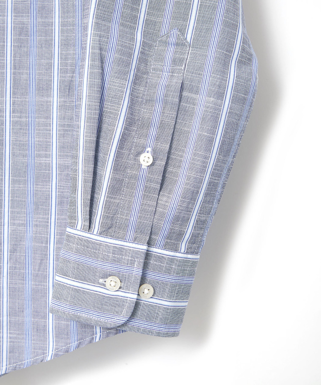 バンドカラー ストライプ シャツ