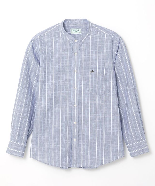 バンドカラー ストライプ シャツ