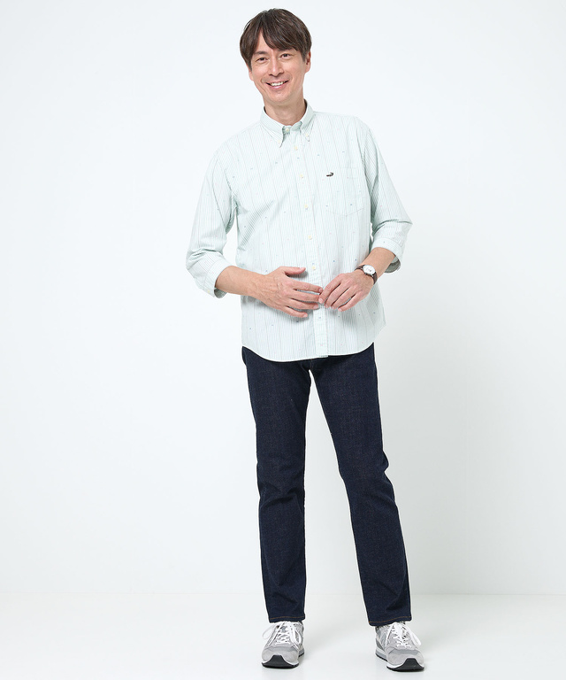 カットドビー ストライプ 七分丈 シャツ