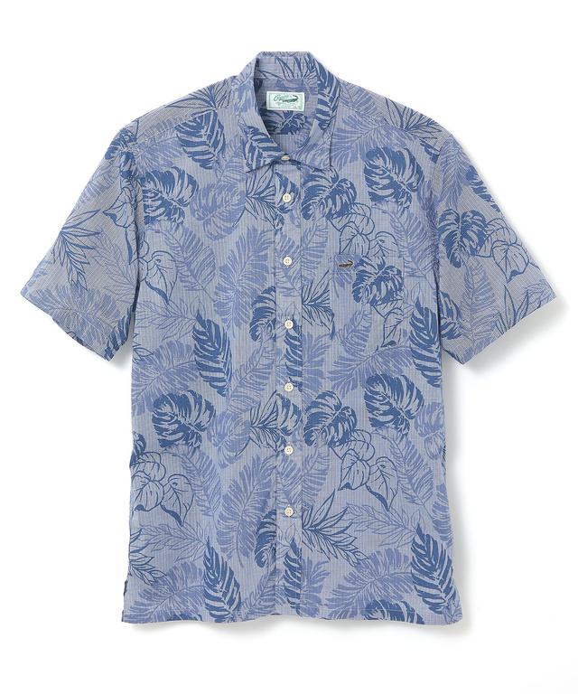 マイクロチェック リーフプリント シャツ