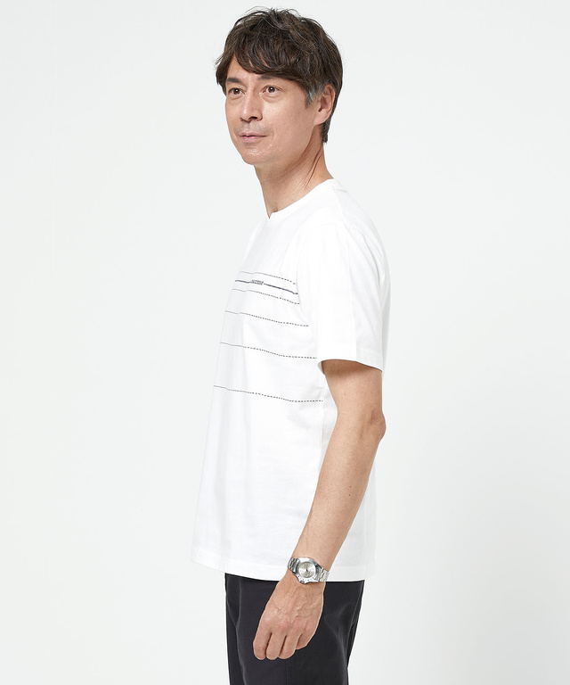 ドットパネルボーダー柄 Tシャツ【吸汗速乾】