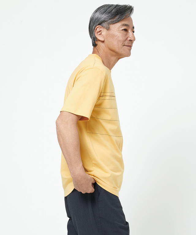 ドットパネルボーダー柄 Tシャツ【吸汗速乾】