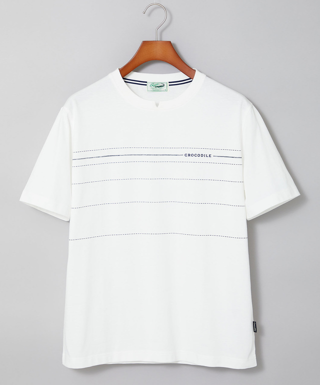 ドットパネルボーダー柄 Tシャツ【吸汗速乾】
