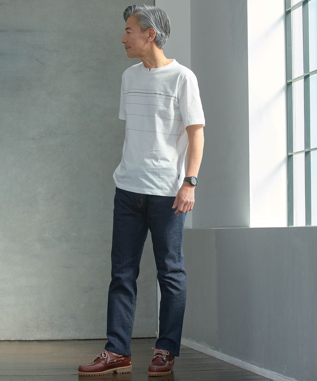 ドットパネルボーダー柄 Tシャツ【吸汗速乾】