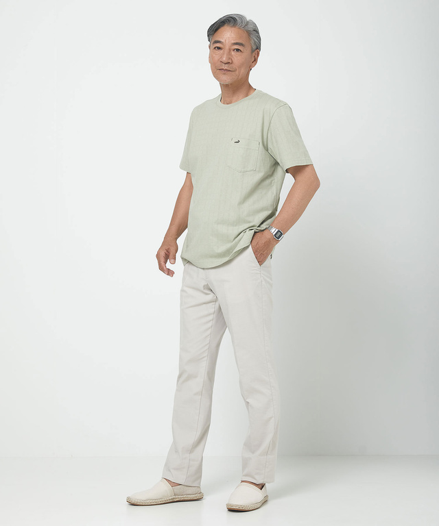 スノーコットン シャドーチェック柄 Tシャツ【接触冷感】