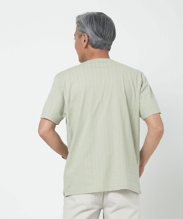 スノーコットン シャドーチェック柄 Tシャツ【接触冷感】