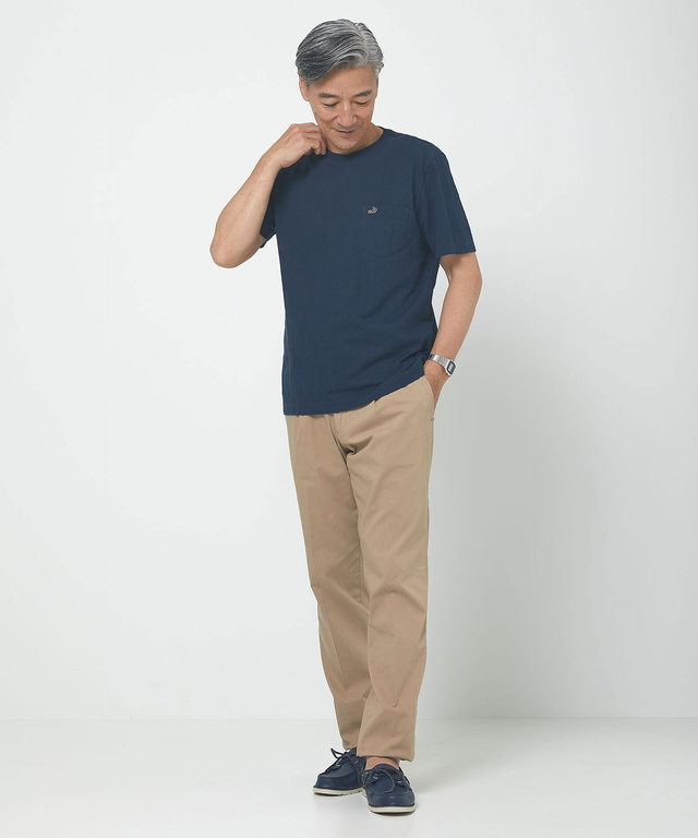 スノーコットン シャドーチェック柄 Tシャツ【接触冷感】