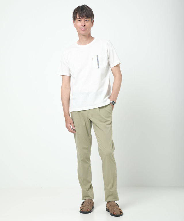 スノーコットンリネン 鹿の子 クルーネックTシャツ【接触冷感】