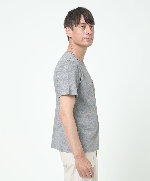 スノーコットンリネン 鹿の子 クルーネックTシャツ【接触冷感】