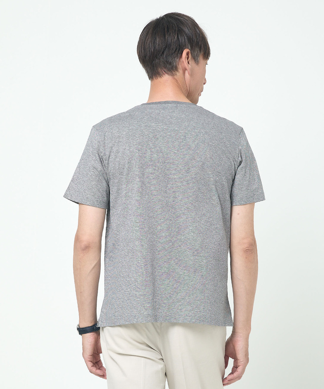 スノーコットンリネン 鹿の子 クルーネックTシャツ【接触冷感】