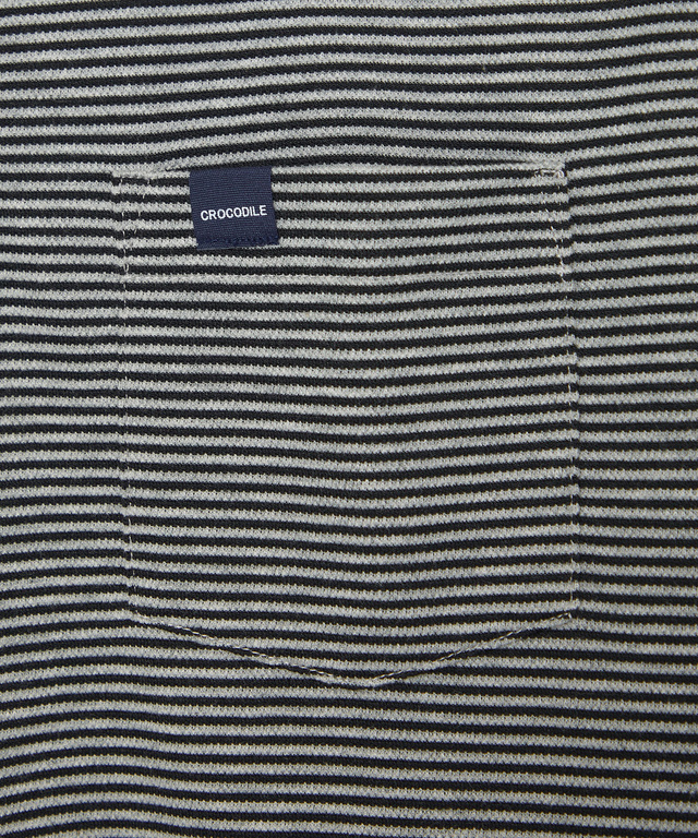 スタンド襟 微塵ボーダー柄 プルオーバー