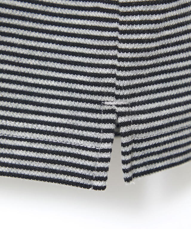 スタンド襟 微塵ボーダー柄 プルオーバー