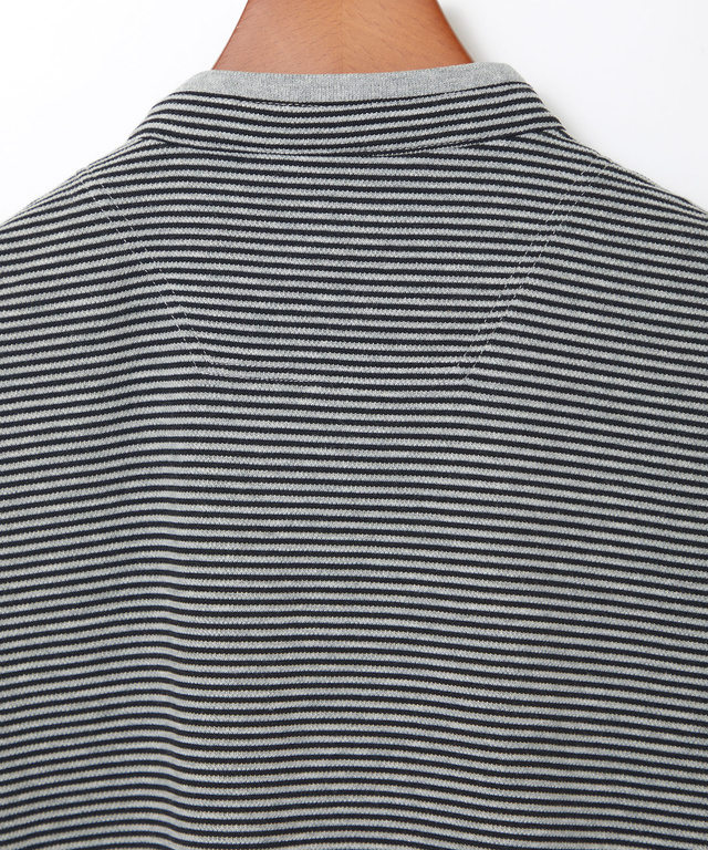 スタンド襟 微塵ボーダー柄 プルオーバー