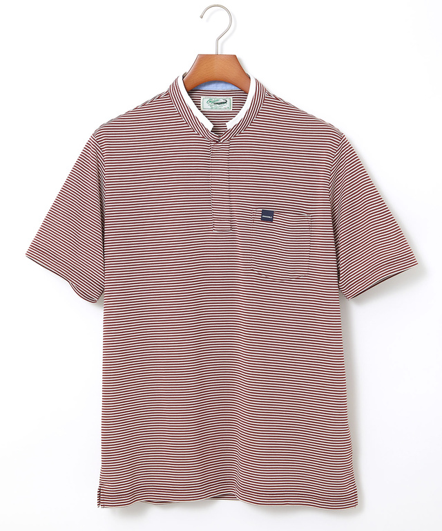 スタンド襟 微塵ボーダー柄 プルオーバー