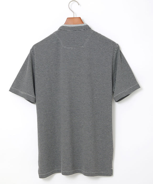 スタンド襟 微塵ボーダー柄 プルオーバー