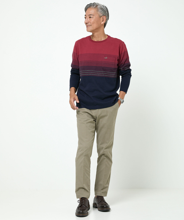 パネルボーダー柄 長袖Tシャツ