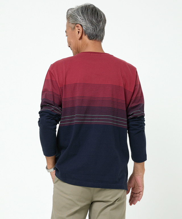 パネルボーダー柄 長袖Tシャツ