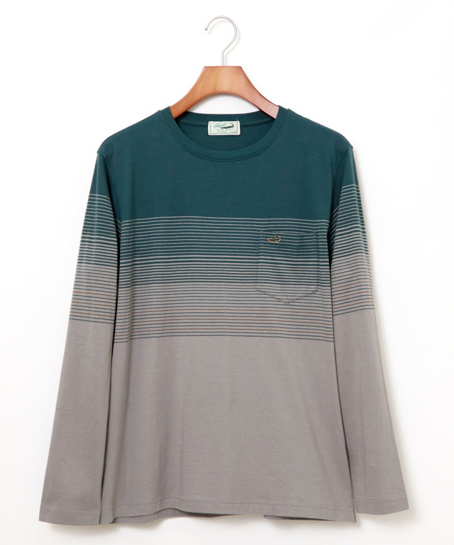 パネルボーダー柄 長袖Tシャツ