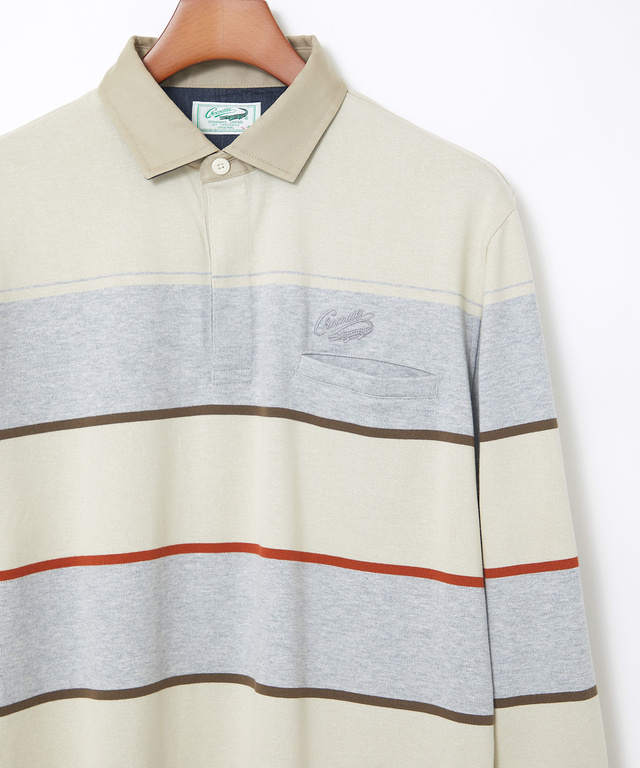 パネルボーダー柄 ポロシャツ