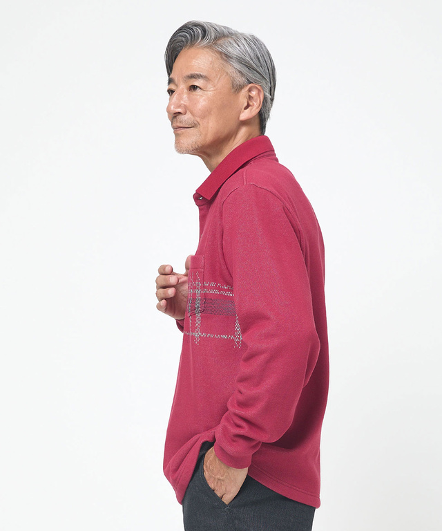 チェック柄 プリント ポロシャツ