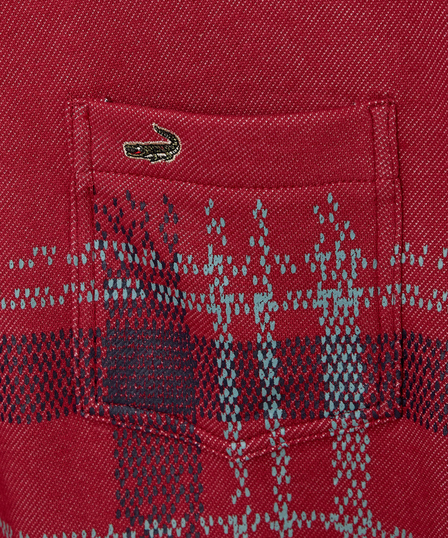 チェック柄 プリント ポロシャツ