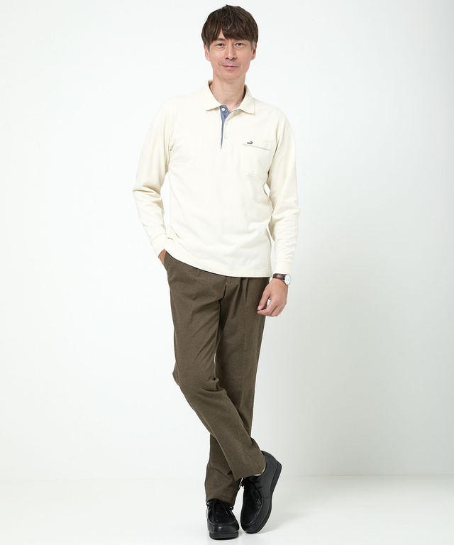 リブ襟 鹿の子 ポロシャツ
