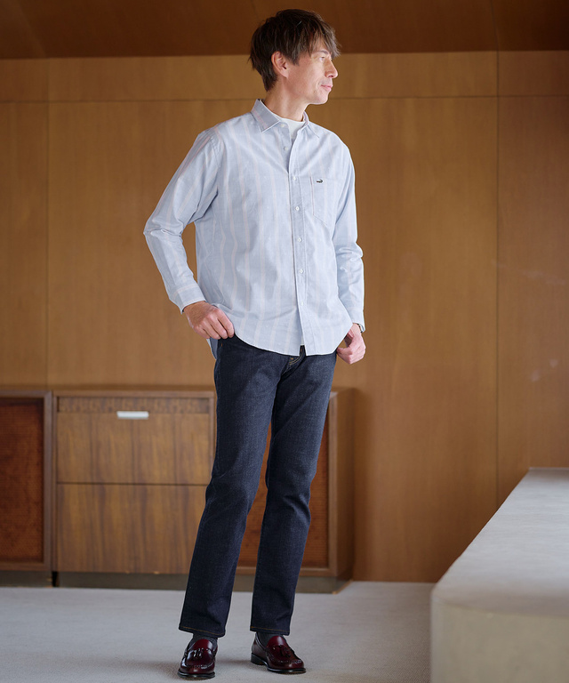 テレコ編み ハイネック カットソー