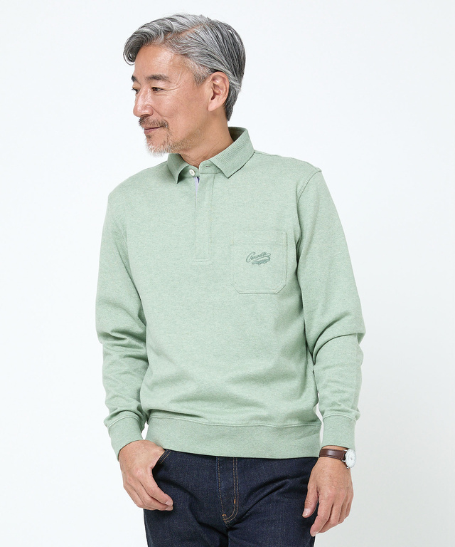 襟デザイン ジップ ポロシャツ