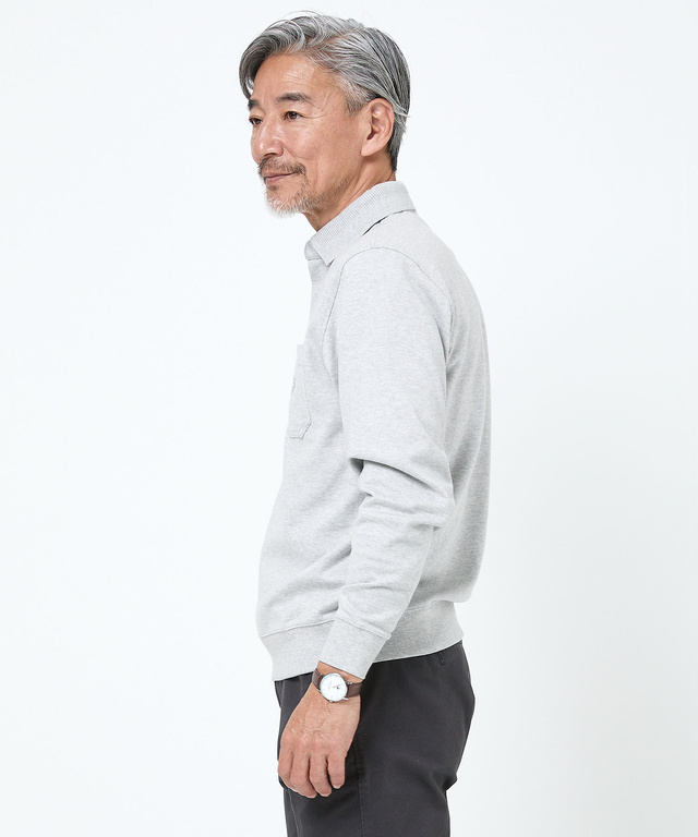 襟デザイン ジップ ポロシャツ