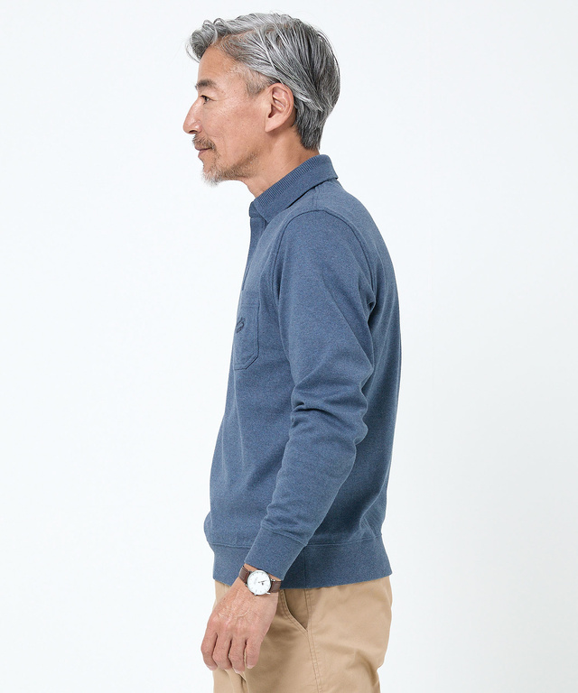 襟デザイン ジップ ポロシャツ