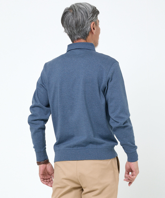 襟デザイン ジップ ポロシャツ