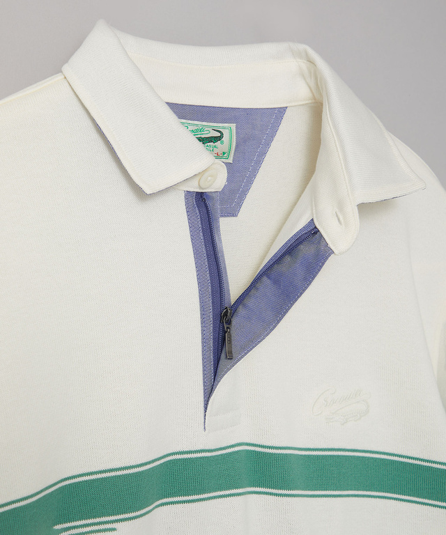 パネルボーダー ジップ ポロシャツ