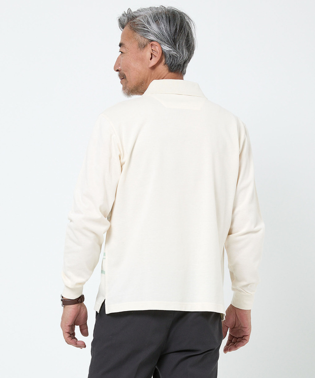 パネルボーダー 長袖ポロシャツ【日本製生地】