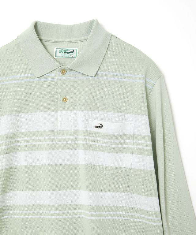 パネルボーダー 長袖ポロシャツ【日本製生地】